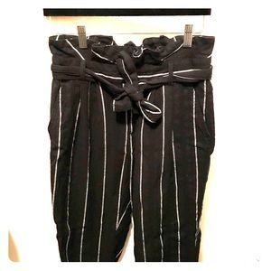 Cropped Paper-bag Canvas Pants